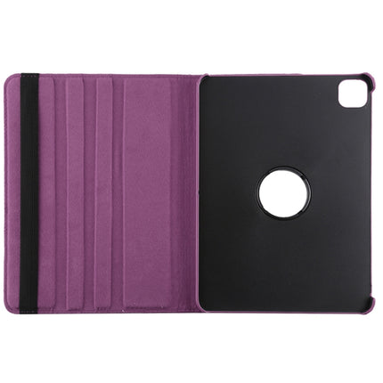 For iPad Pro 12.9 2022 / 2021 / 2020 Litchi Texture Horizontal Flip 360 Degrees Rotation Leather Tablet Case with Holder(Purple)-garmade.com