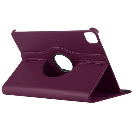 For iPad Pro 12.9 2022 / 2021 / 2020 Litchi Texture Horizontal Flip 360 Degrees Rotation Leather Tablet Case with Holder(Purple)-garmade.com