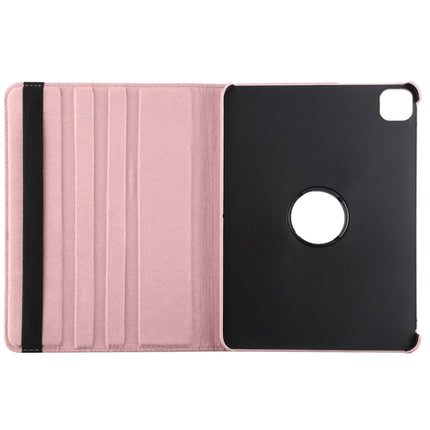 For iPad Pro 12.9 2022 / 2021 / 2020 Litchi Texture Horizontal Flip 360 Degrees Rotation Leather Tablet Case with Holder(Pink)-garmade.com