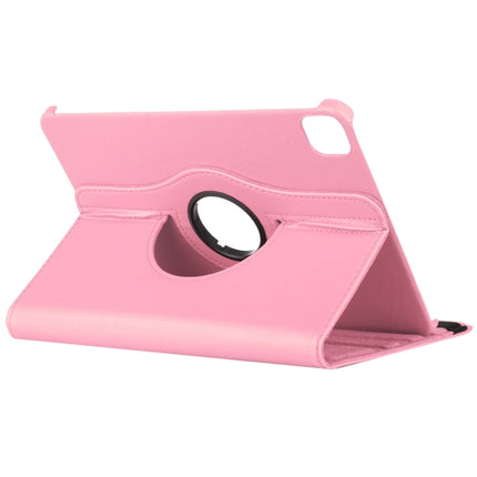 For iPad Pro 12.9 2022 / 2021 / 2020 Litchi Texture Horizontal Flip 360 Degrees Rotation Leather Tablet Case with Holder(Pink)-garmade.com