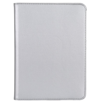For iPad Pro 12.9 2022 / 2021 / 2020 Litchi Texture Horizontal Flip 360 Degrees Rotation Leather Tablet Case with Holder(Silver)-garmade.com