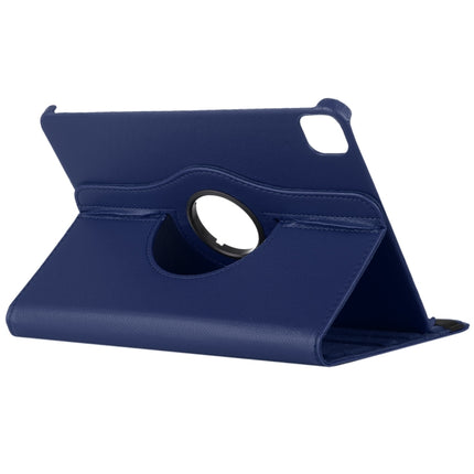For iPad Pro 12.9 2022 / 2021 / 2020 Litchi Texture Horizontal Flip 360 Degrees Rotation Leather Tablet Case with Holder(Blue)-garmade.com