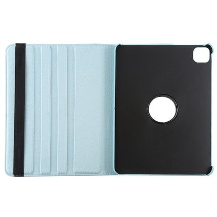 For iPad Pro 12.9 2022 / 2021 / 2020 Litchi Texture Horizontal Flip 360 Degrees Rotation Leather Tablet Case with Holder(Light Blue)-garmade.com