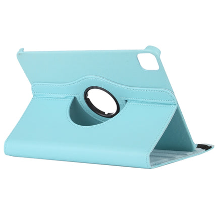 For iPad Pro 12.9 2022 / 2021 / 2020 Litchi Texture Horizontal Flip 360 Degrees Rotation Leather Tablet Case with Holder(Light Blue)-garmade.com