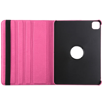 For iPad Pro 12.9 2022 / 2021 / 2020 Litchi Texture Horizontal Flip 360 Degrees Rotation Leather Tablet Case with Holder(Rose Red)-garmade.com