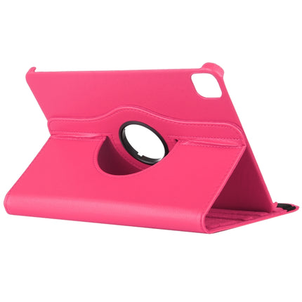For iPad Pro 12.9 2022 / 2021 / 2020 Litchi Texture Horizontal Flip 360 Degrees Rotation Leather Tablet Case with Holder(Rose Red)-garmade.com