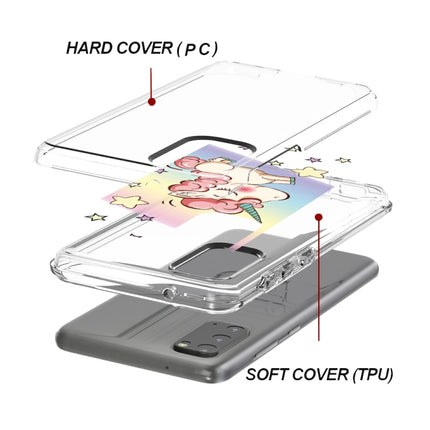 For Galaxy S20 2 In 1 PC + TPU Card Pattern Transparent Protective Case(Rainbow Horse)-garmade.com