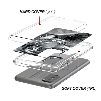 For Galaxy S20 2 In 1 PC + TPU Card Pattern Transparent Protective Case(Black and White Tiger)-garmade.com