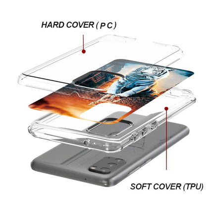 For Galaxy S20 2 In 1 PC + TPU Card Pattern Transparent Protective Case(Cat and Tiger)-garmade.com