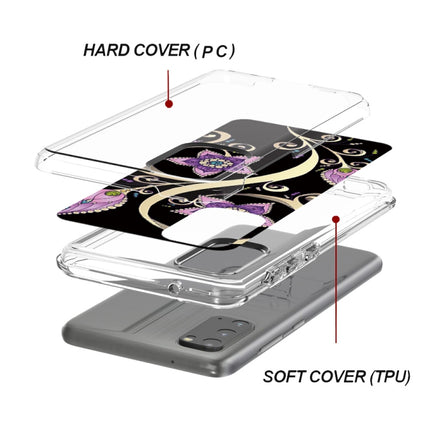 For Galaxy S20 2 In 1 PC + TPU Card Pattern Transparent Protective Case(Peacock Flower)-garmade.com