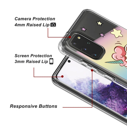 For Galaxy S20+ 2 In 1 PC + TPU Card Pattern Transparent Protective Case(Rainbow Horse)-garmade.com