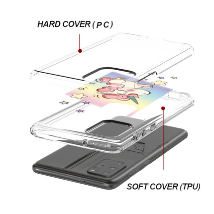 For Galaxy S20+ 2 In 1 PC + TPU Card Pattern Transparent Protective Case(Rainbow Horse)-garmade.com