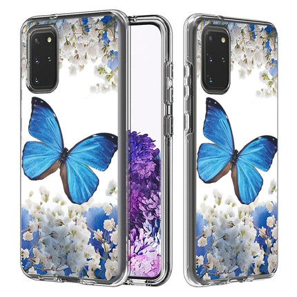 For Galaxy S20+ 2 In 1 PC + TPU Card Pattern Transparent Protective Case(Blue Butterfly)-garmade.com