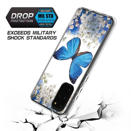 For Galaxy S20+ 2 In 1 PC + TPU Card Pattern Transparent Protective Case(Blue Butterfly)-garmade.com