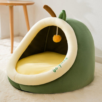 Semi-enclosed Pet Cat and Dog Bed Dog Kennel Pad Pet Supplies, Size:S(Avocado)-garmade.com