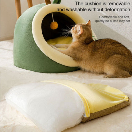 Semi-enclosed Pet Cat and Dog Bed Dog Kennel Pad Pet Supplies, Size:S(Grey + Blanket)-garmade.com