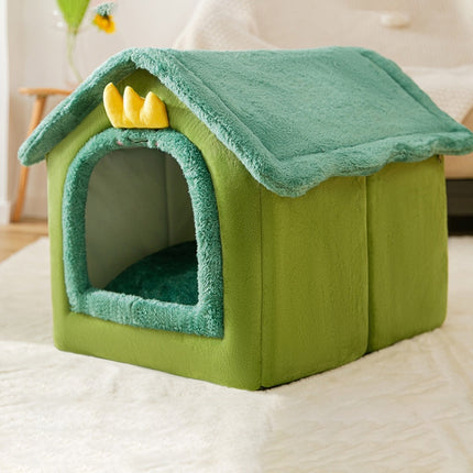 House Type Universal Removable and Washable Pet Dog Cat Bed Pet Supplies, Size:S(Green Dinosaurs)-garmade.com
