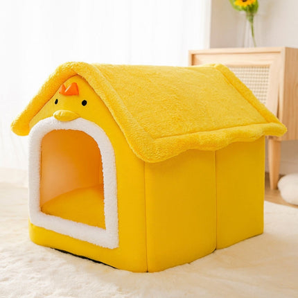 House Type Universal Removable and Washable Pet Dog Cat Bed Pet Supplies, Size:S(Yellow Chick)-garmade.com