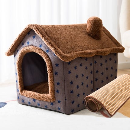 House Type Universal Removable and Washable Pet Dog Cat Bed Pet Supplies, Size:S(Coffee Hut + Mat)-garmade.com