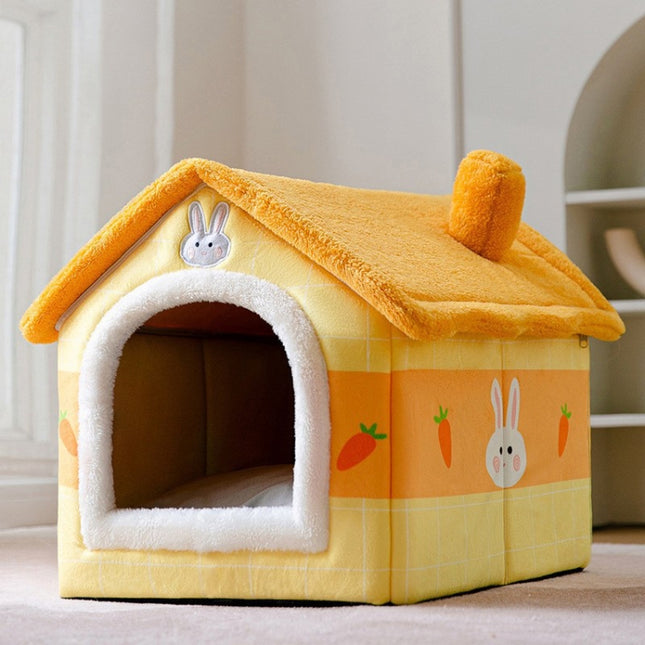 House Type Universal Removable and Washable Pet Dog Cat Bed Pet Supplies, Size:M(Carrot Rabbit)-garmade.com