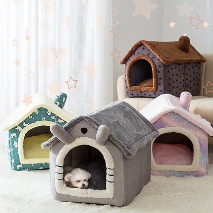 House Type Universal Removable and Washable Pet Dog Cat Bed Pet Supplies, Size:M(Brown Igloo)-garmade.com