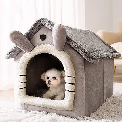 House Type Universal Removable and Washable Pet Dog Cat Bed Pet Supplies, Size:L(Gray Cat)-garmade.com