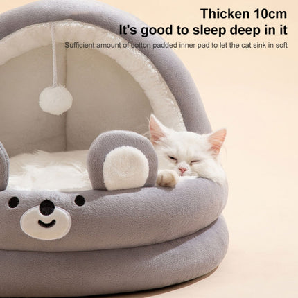 Semi-enclosed Cradle Pet Cat Bed Dog Kennel Pad Pet Supplies, Size:S(Brown Bear)-garmade.com