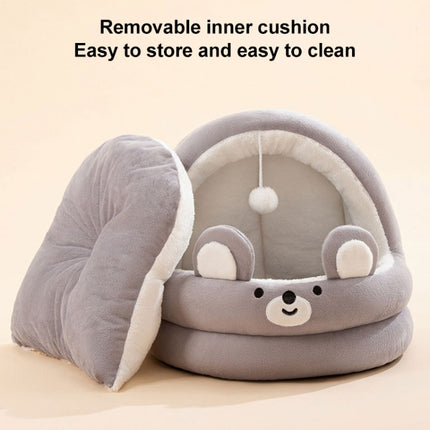 Semi-enclosed Cradle Pet Cat Bed Dog Kennel Pad Pet Supplies, Size:M(Brown Bear)-garmade.com