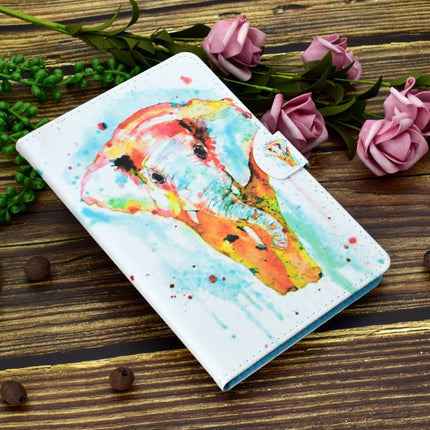 For iPad Pro 11 2020 Sewing Thread TPU Left and Right Flat Leather Tablet Case with Sleep Function & Card Slot & Buckle Anti-skid Strip and Pen Cover(Watercolor Elephant)-garmade.com