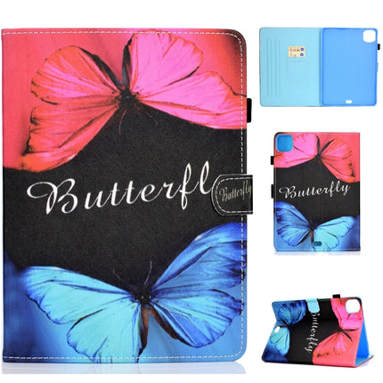 For iPad Pro 11 2020 Sewing Thread TPU Left and Right Flat Leather Tablet Case with Sleep Function & Card Slot & Buckle Anti-skid Strip and Pen Cover(Butterfly Love)-garmade.com