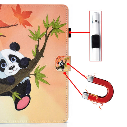 For iPad Pro 11 2020 Sewing Thread TPU Left and Right Flat Leather Tablet Case with Sleep Function & Card Slot & Buckle Anti-skid Strip and Pen Cover(Bamboo Bear)-garmade.com