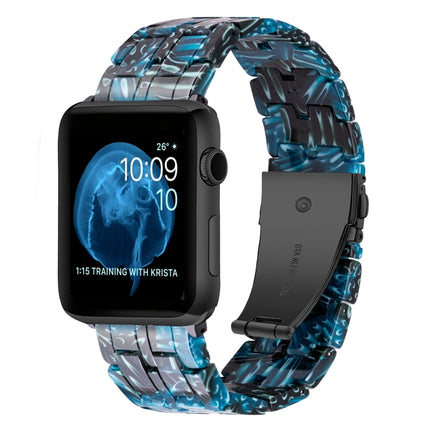 Five-bead Resin Watch Band For Apple Watch Ultra 49mm&Watch Ultra 2 49mm / Series 9&8&7 45mm / SE 3&SE 2&6&SE&5&4 44mm / 3&2&1 42mm(Night Blue)-garmade.com