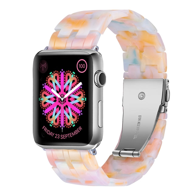 Five-bead Resin Watch Band For Apple Watch Ultra 49mm&Watch Ultra 2 49mm / Series 9&8&7 45mm / SE 3&SE 2&6&SE&5&4 44mm / 3&2&1 42mm(Color Pink)-garmade.com