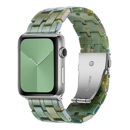 Five-bead Resin Watch Band For Apple Watch Ultra 49mm&Watch Ultra 2 49mm / Series 9&8&7 45mm / SE 3&SE 2&6&SE&5&4 44mm / 3&2&1 42mm(Aurora Green)-garmade.com