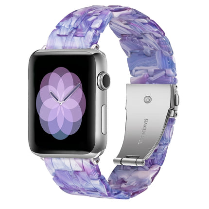 Five-bead Resin Watch Band For Apple Watch Ultra 49mm&Watch Ultra 2 49mm / Series 9&8&7 45mm / SE 3&SE 2&6&SE&5&4 44mm / 3&2&1 42mm(Purple Texture)-garmade.com