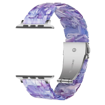 Five-bead Resin Watch Band For Apple Watch Ultra 49mm&Watch Ultra 2 49mm / Series 9&8&7 45mm / SE 3&SE 2&6&SE&5&4 44mm / 3&2&1 42mm(Purple Texture)-garmade.com