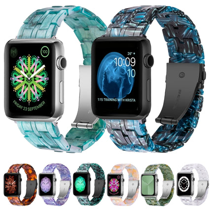 Five-bead Resin Watch Band For Apple Watch Ultra 49mm&Watch Ultra 2 49mm / Series 9&8&7 45mm / SE 3&SE 2&6&SE&5&4 44mm / 3&2&1 42mm(Purple Texture)-garmade.com