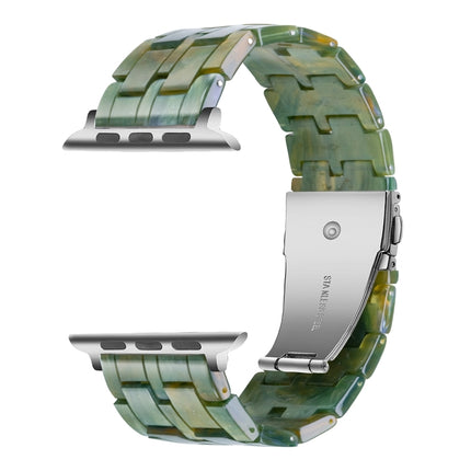 Five-bead Resin Watch Band For Apple Watch Series 9&8&7 41mm / SE 3&SE 2&6&SE&5&4 40mm / 3&2&1 38mm(Aurora Green)-garmade.com