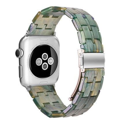 Five-bead Resin Watch Band For Apple Watch Series 9&8&7 41mm / SE 3&SE 2&6&SE&5&4 40mm / 3&2&1 38mm(Aurora Green)-garmade.com