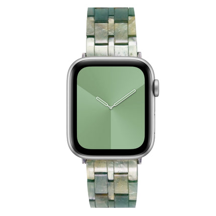 Five-bead Resin Watch Band For Apple Watch Series 9&8&7 41mm / SE 3&SE 2&6&SE&5&4 40mm / 3&2&1 38mm(Aurora Green)-garmade.com