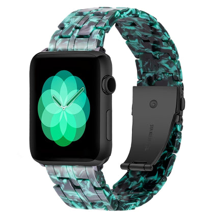 Five-bead Resin Watch Band For Apple Watch Series 9&8&7 41mm / SE 3&SE 2&6&SE&5&4 40mm / 3&2&1 38mm(Claw Green)-garmade.com