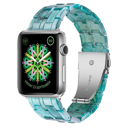 Five-bead Resin Watch Band For Apple Watch Series 9&8&7 41mm / SE 3&SE 2&6&SE&5&4 40mm / 3&2&1 38mm(Milky Way Green)-garmade.com