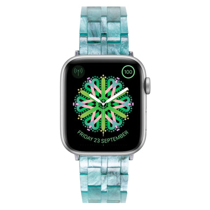 Five-bead Resin Watch Band For Apple Watch Series 9&8&7 41mm / SE 3&SE 2&6&SE&5&4 40mm / 3&2&1 38mm(Milky Way Green)-garmade.com