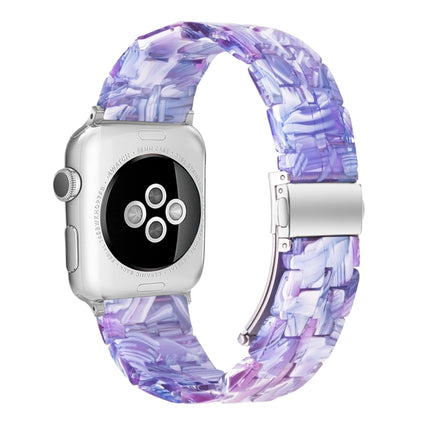 Five-bead Resin Watch Band For Apple Watch Series 9&8&7 41mm / SE 3&SE 2&6&SE&5&4 40mm / 3&2&1 38mm(Purple Texture)-garmade.com