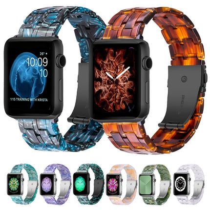 Five-bead Resin Watch Band For Apple Watch Series 9&8&7 41mm / SE 3&SE 2&6&SE&5&4 40mm / 3&2&1 38mm(Purple Texture)-garmade.com