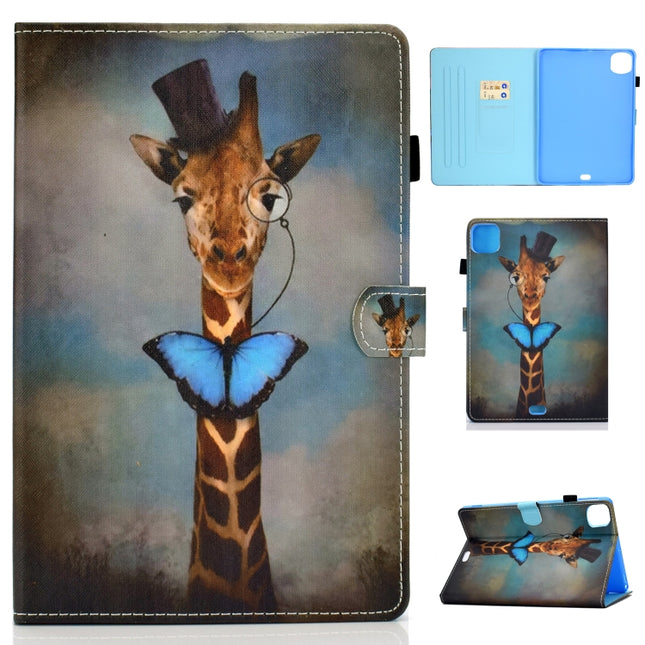 For iPad Pro 11 2020 Sewing Thread TPU Left and Right Flat Leather Tablet Case with Sleep Function & Card Slot & Buckle Anti-skid Strip and Pen Cover(Deer Head)-garmade.com
