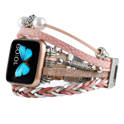 Jewelry Watch Band For Apple Watch Ultra 49mm&Watch Ultra 2 49mm / Series 9&8&7 45mm / SE 3&SE 2&6&SE&5&4 44mm / 3&2&1 42mm(Pink)-garmade.com