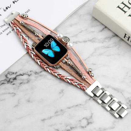 Jewelry Watch Band For Apple Watch Ultra 49mm&Watch Ultra 2 49mm / Series 9&8&7 45mm / SE 3&SE 2&6&SE&5&4 44mm / 3&2&1 42mm(Pink)-garmade.com