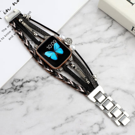 Jewelry Watch Band For Apple Watch Ultra 49mm&Watch Ultra 2 49mm / Series 9&8&7 45mm / SE 3&SE 2&6&SE&5&4 44mm / 3&2&1 42mm(Black)-garmade.com