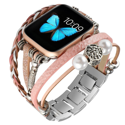 Jewelry Watch Band For Apple Watch Series 9&8&7 41mm / SE 3&SE 2&6&SE&5&4 40mm / 3&2&1 38mm(Pink)-garmade.com